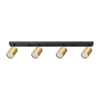 Lustra Negru & Auriu Liniara cu 4 Spoturi Reglabile 4xGU10 Lighting Fixtures