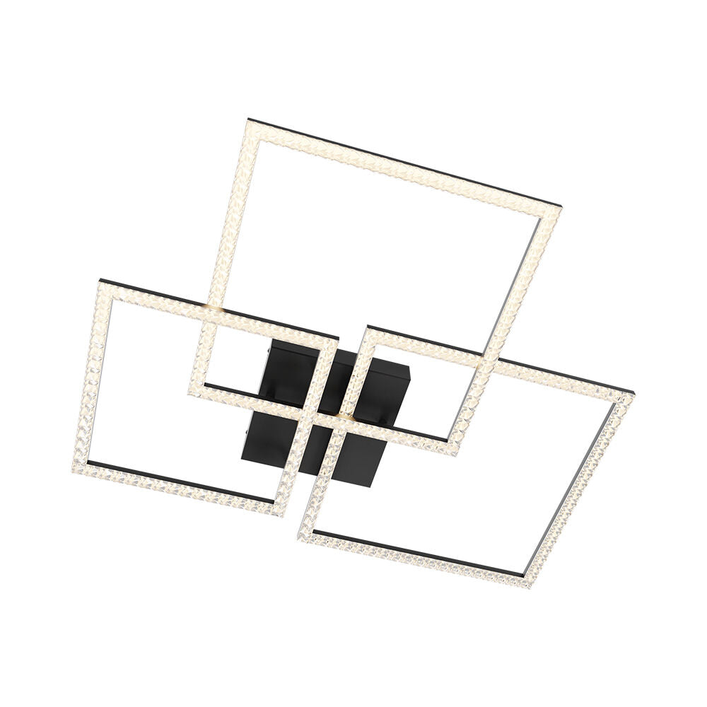 LED осветително тяло 3 Squares Cristal Black еквивалент 800W с дистанционно