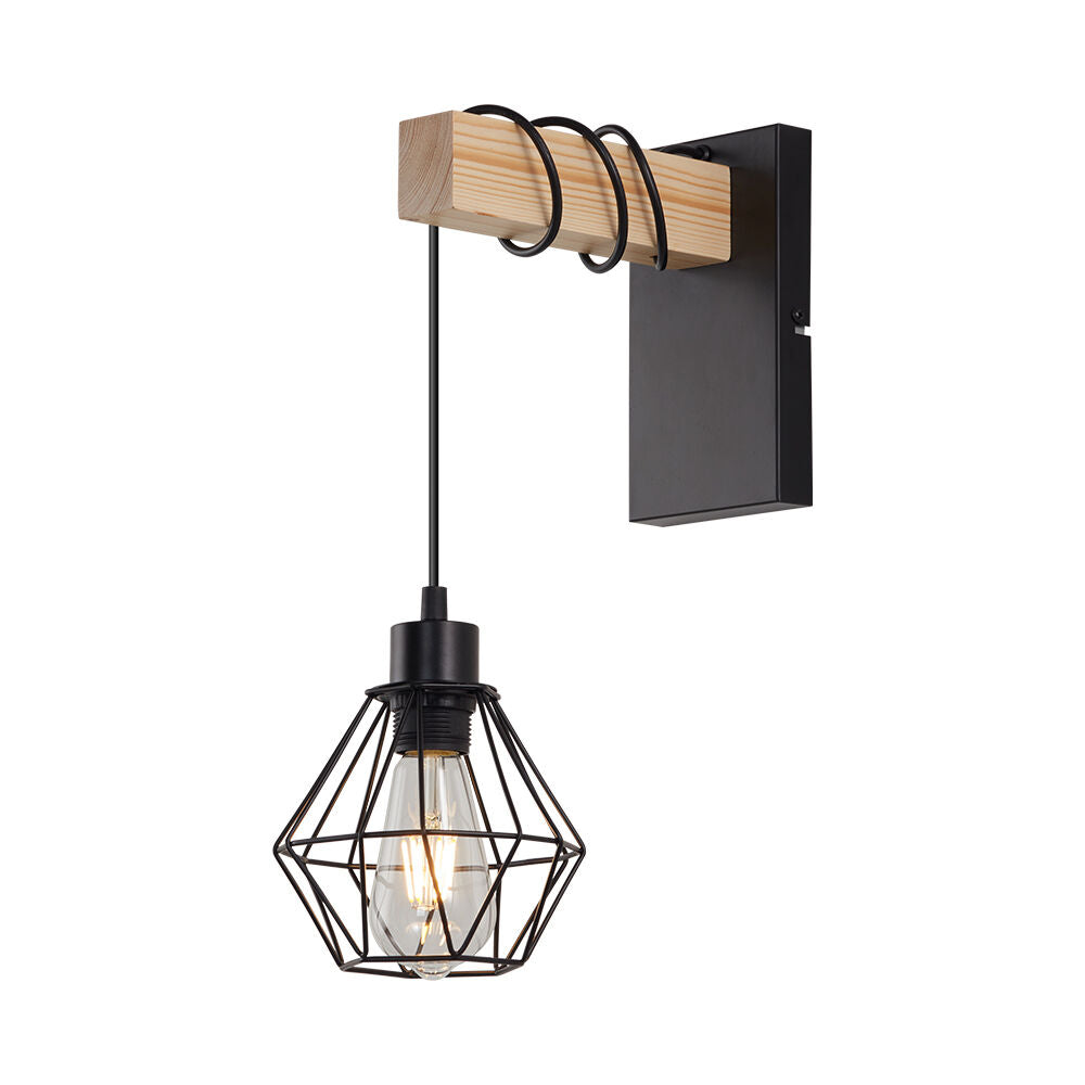 Стенен аплик WOL Black & Brown 1xE27
