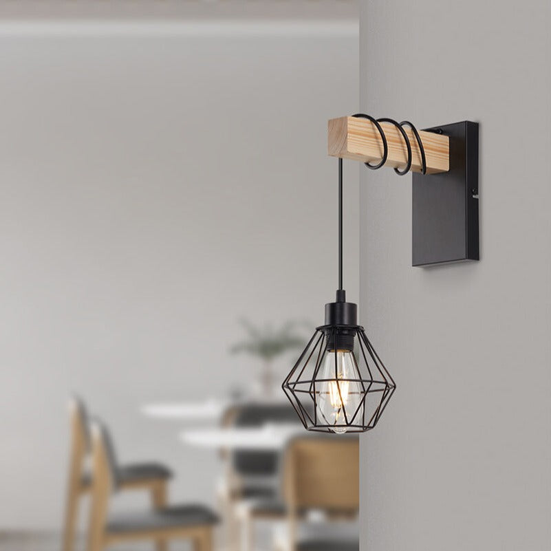 Стенен аплик WOL Black & Brown 1xE27