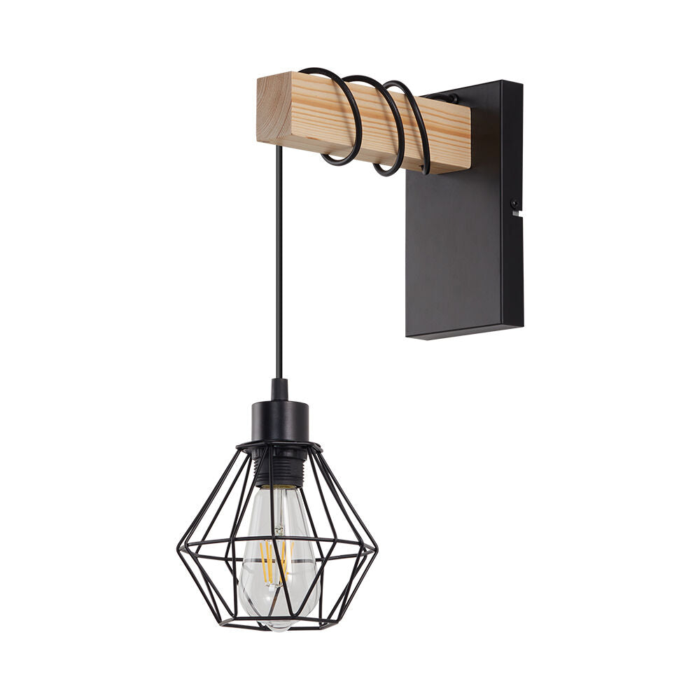 Стенен аплик WOL Black & Brown 1xE27