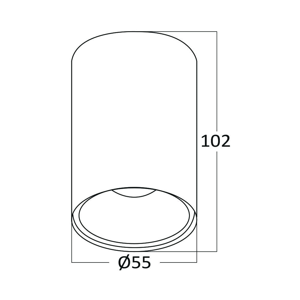 Кръгъл повърхностен спот черен фасунга GU10 Ø55x102mm