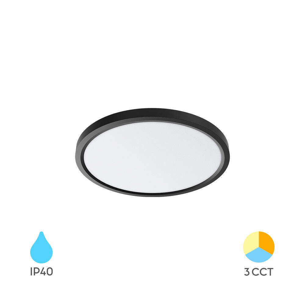 LED плафон за баня Zetta 20W 23cm IP40 3 вида светлина Black еквивалент 160W