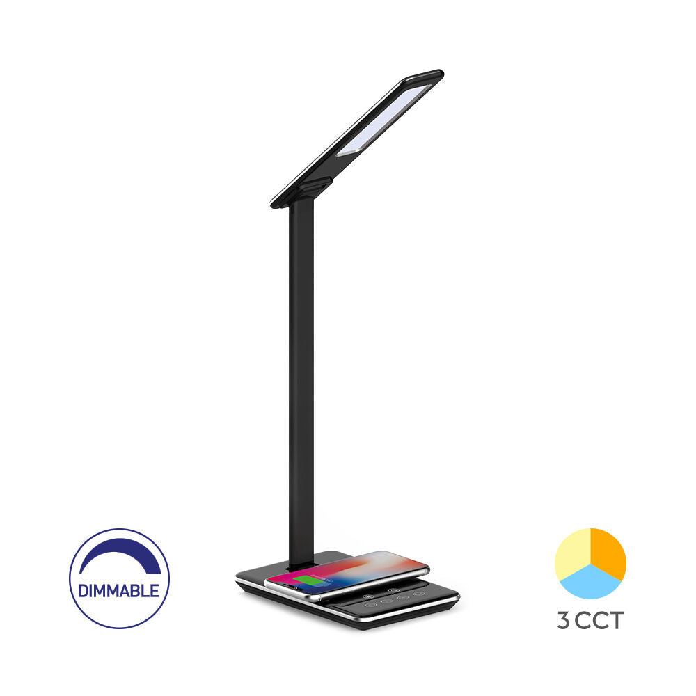 LED настолна лампа Черна Димируема с безжично зареждане – 3 вида светлина, 50 cm