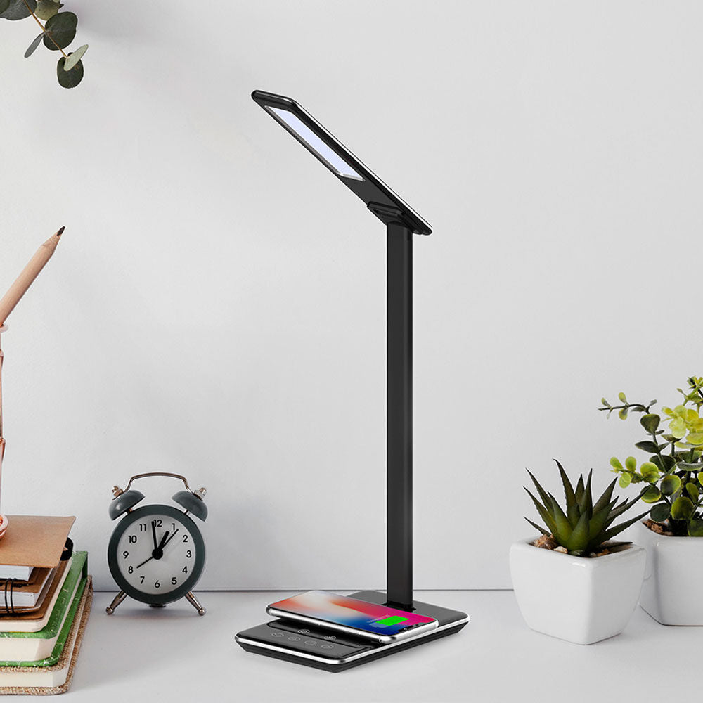 LED настолна лампа Черна Димируема с безжично зареждане – 3 вида светлина, 50 cm