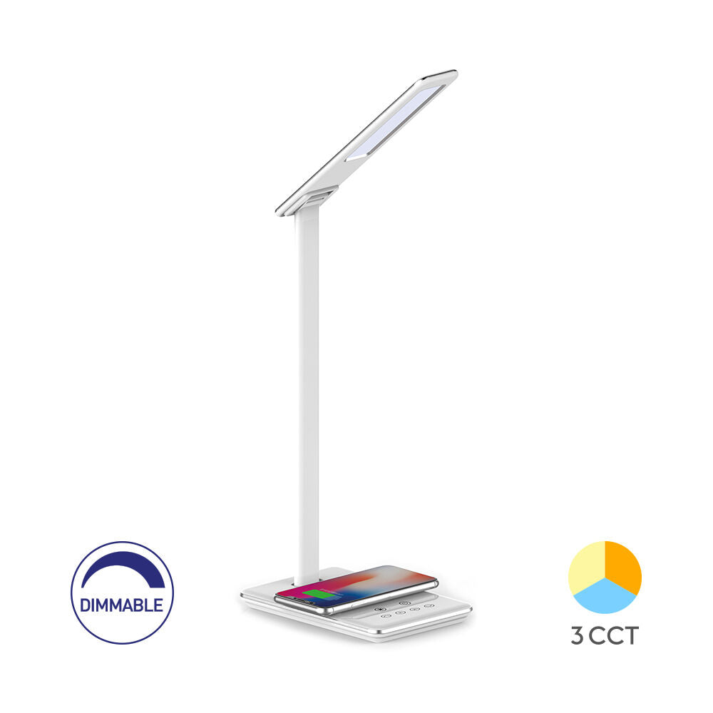 LED настолна лампа Бяла Димируема с безжично зареждане – 3 вида светлина, 50 cm