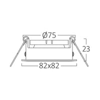 Вграден квадратен спот с регулируем сноп, бял, фасунга MR16 L82xH23mm