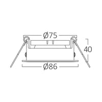 Вграден кръгъл спот черен фасунга MR16 Ø86x40mm