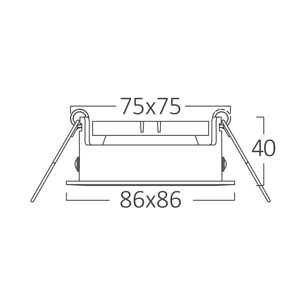 Вграден квадратен спот бял фасунга MR16 L86xH40mm