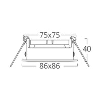 Вграден квадратен спот черен фасунга MR16 L86xH40mm