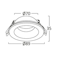 Вграден кръгъл спот IP54 бял фасунга MR16 Ø83x38mm