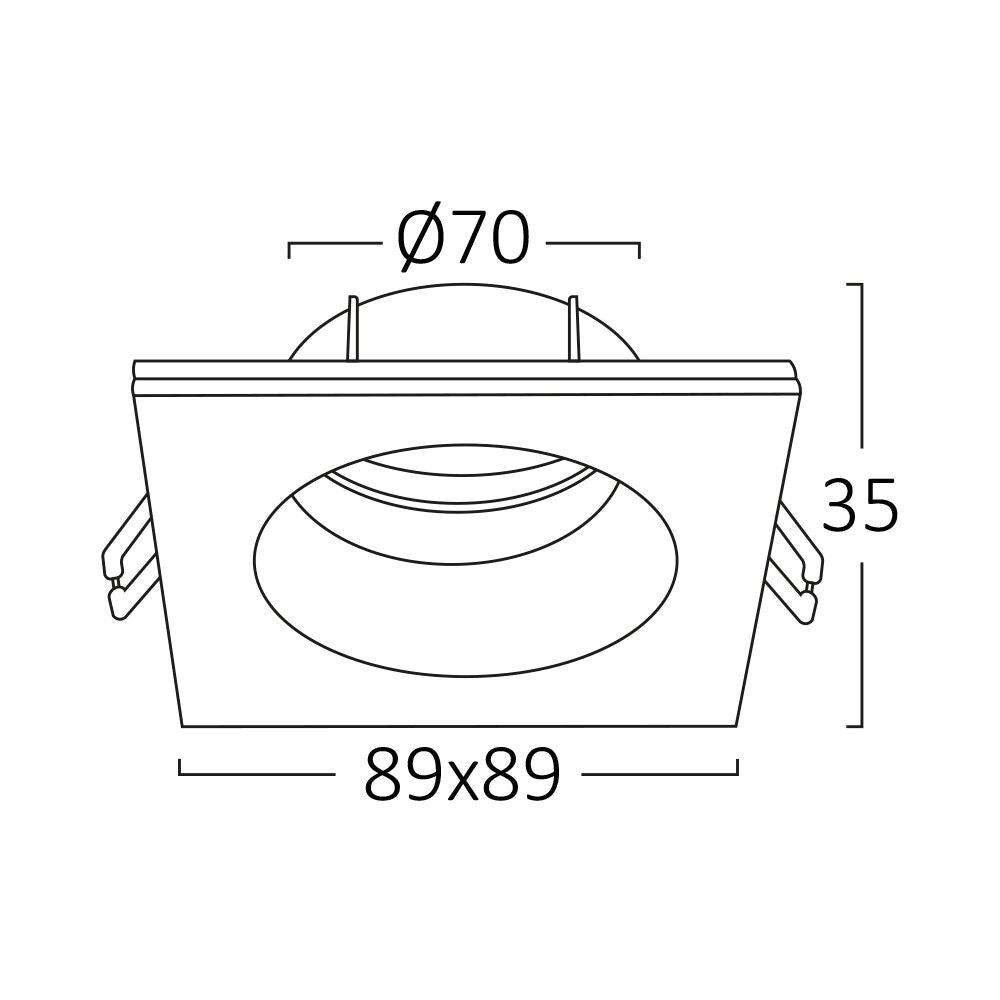 Вграден квадратен спот IP54 черен фасунга MR16 L84xH38mm