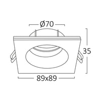 Вграден квадратен спот IP54 черен фасунга MR16 L84xH38mm