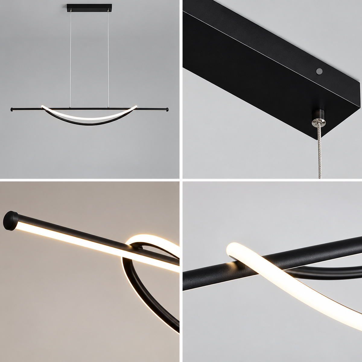 LED осветително тяло SIMA висящо Black еквивалент 500W с дистанционно