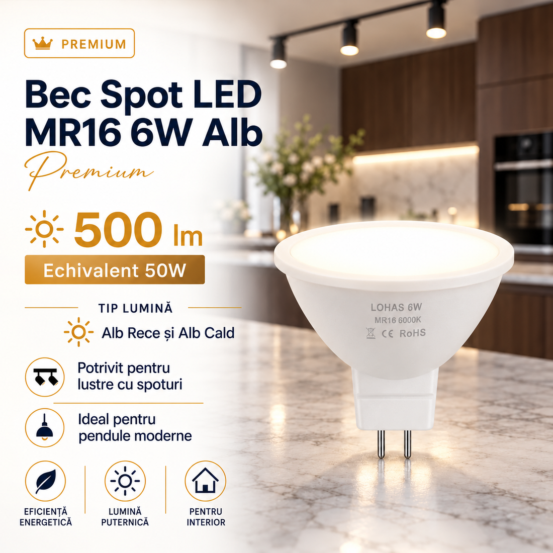 LED спот крушка MR16 6W R50