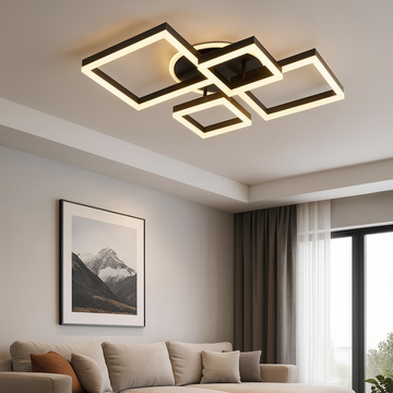 Модерно LED осветително тяло Diamond Black, еквивалент 800W, с дистанционно
