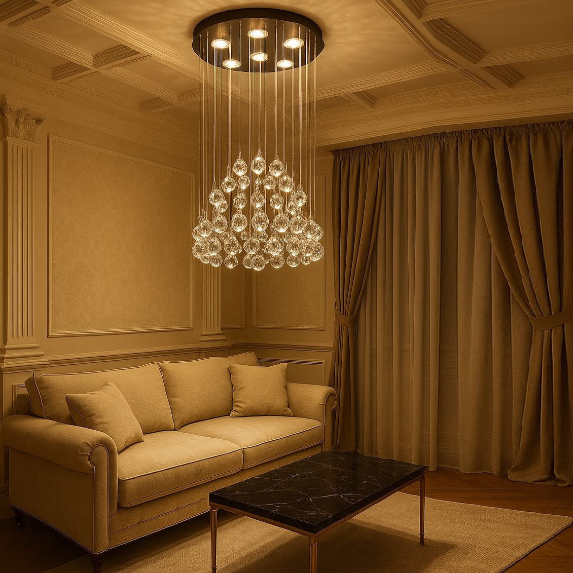 LED полилей Cristal Crysta 7x5W Silver 50CM Еквивалент 300W