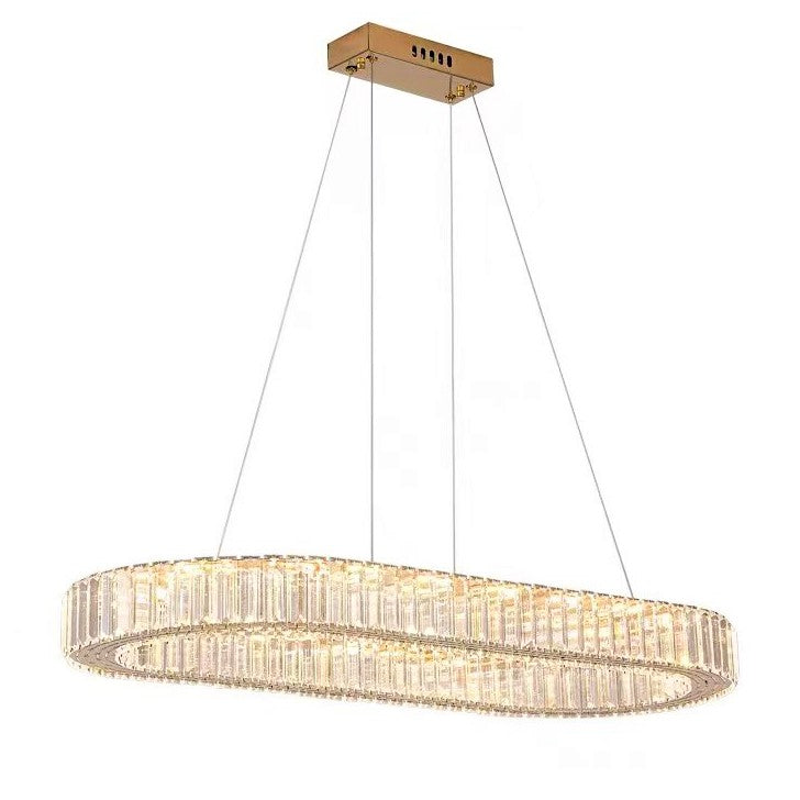 LED осветително тяло 64W кристал 1 сегмент OVAL GOLD с дистанционно