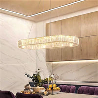 LED осветително тяло 64W кристал 1 сегмент OVAL GOLD с дистанционно