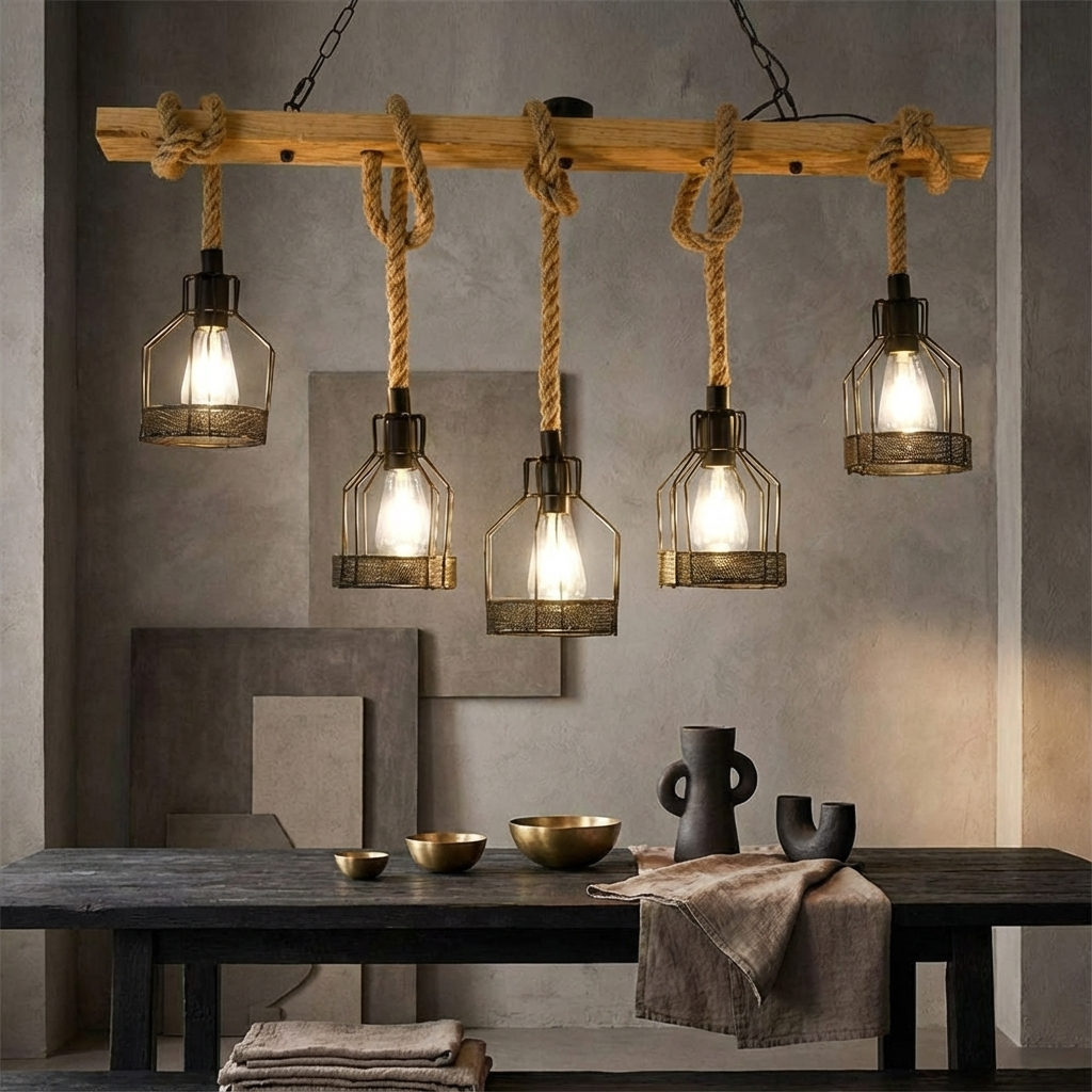 Осветително тяло Wood Design Iron Cage 5XE27