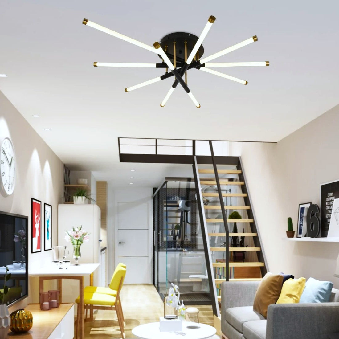 LED осветително тяло Linnes Style Black+Gold Еквивалент 400W с дистанционно