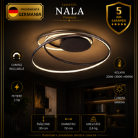 Осветително тяло LED Premium NALA, 3 вида светлина от бутон, еквивалент 700W