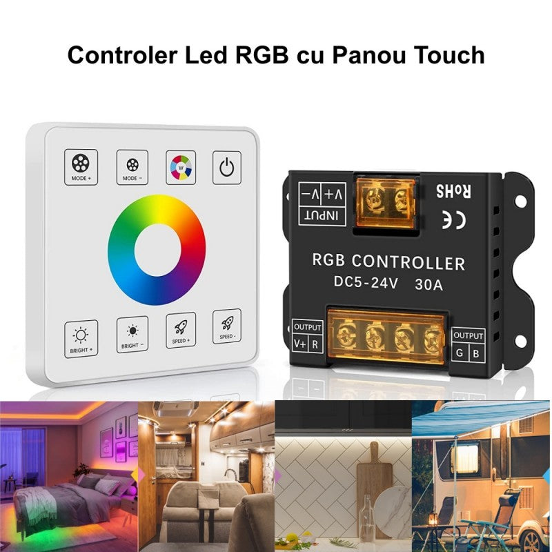 Контролер RGB 5-24V 30A с TOUCH панел Бял