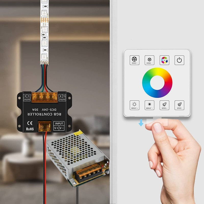 Контролер RGB 5-24V 30A с TOUCH панел Бял