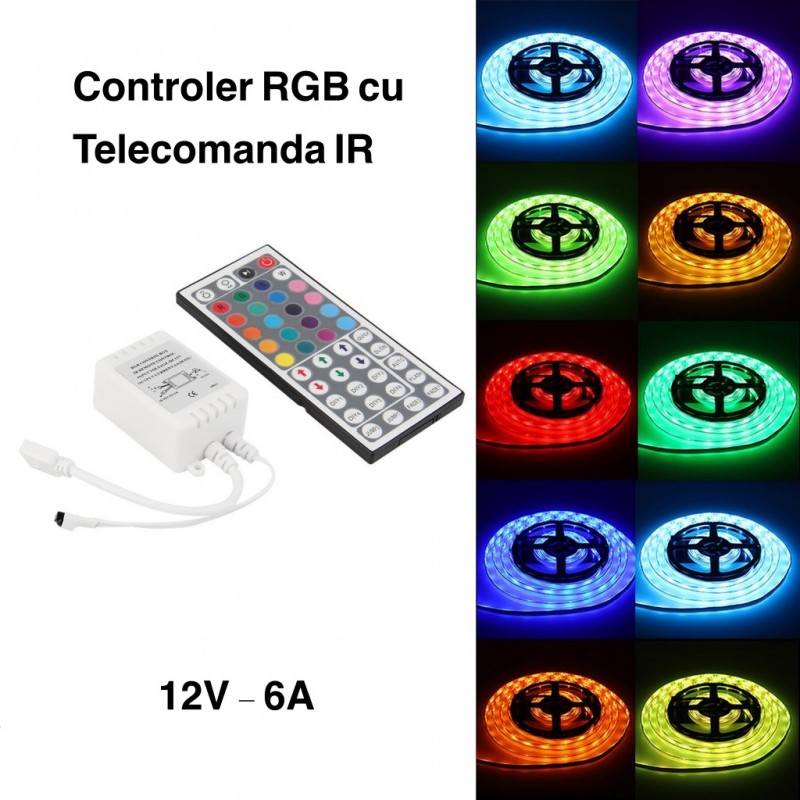 RGB контролер 6A 12V дистанционно 44 бутона IR