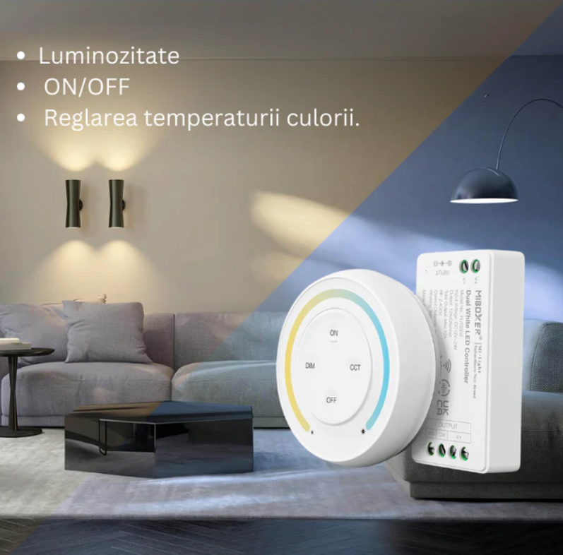 Контролер за LED лента CCT 12A 12V с кръгло дистанционно