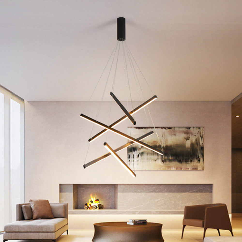 LED осветително тяло 5 Geometric BLACK Lines висящо, еквивалент 500W