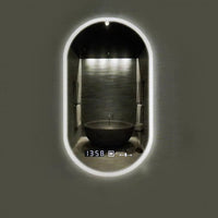 Овално LED огледало 50x80cm, СЕНЗОР, 3 вида светлина, против запотяване и часовник D045