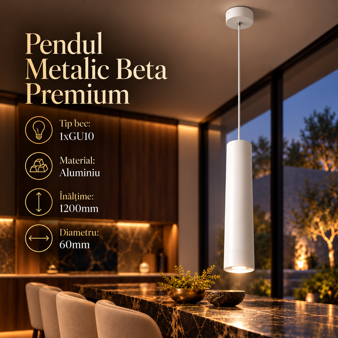 Метален пендел BETA 1XGU10 Бял