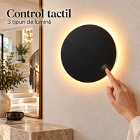 LED аплик 22W 20cm кръгъл Черен с тъч контрол