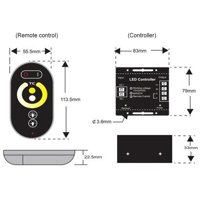 Димер 18A 12-24V TOUCH RF дистанционно