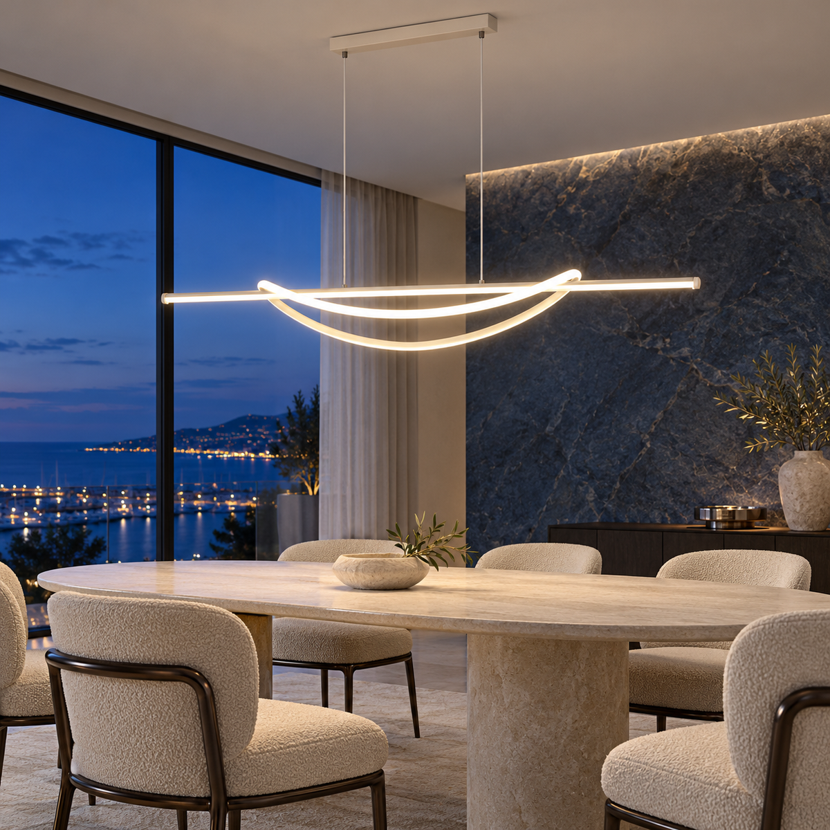 LED осветително тяло SIMA висящо White еквивалент 500W с дистанционно