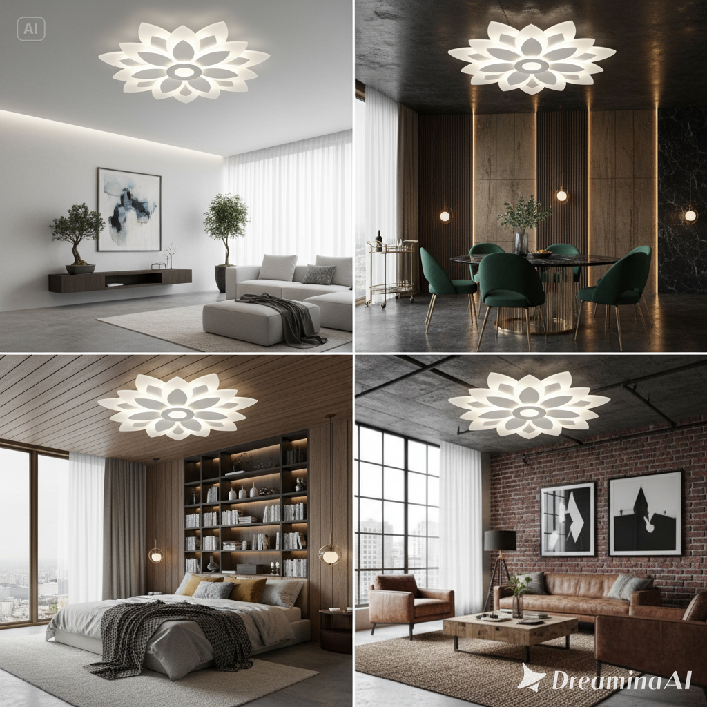 Lustra LED Aplicata Brilux White Echivalent 550W Telecomanda Lighting Fixtures