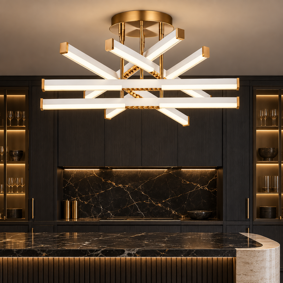 LED осветително тяло FERGA LINES Gold Еквивалент 700W с дистанционно