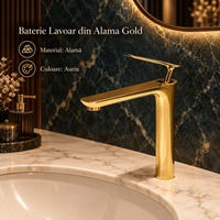 Смесител за мивка Gold от месинг, гланцирано златно покритие