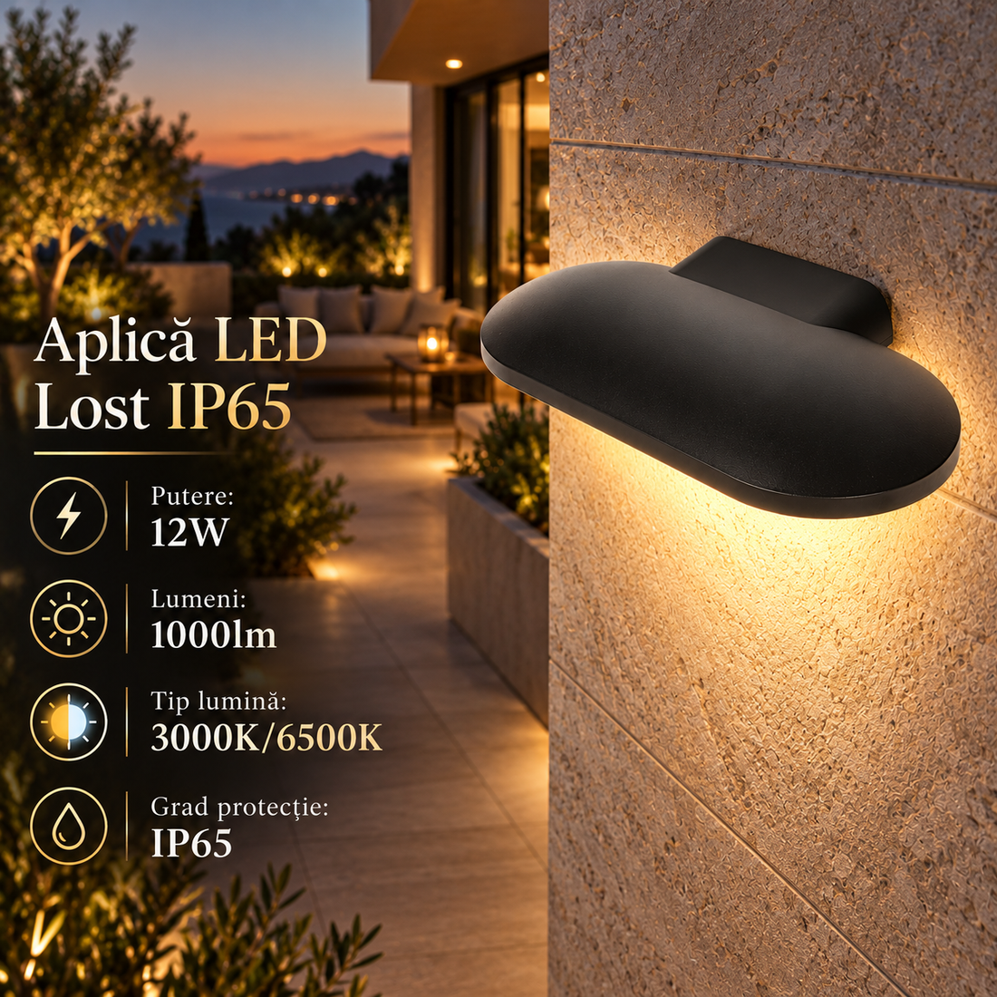 LED аплик 12W LOST за външен монтаж
