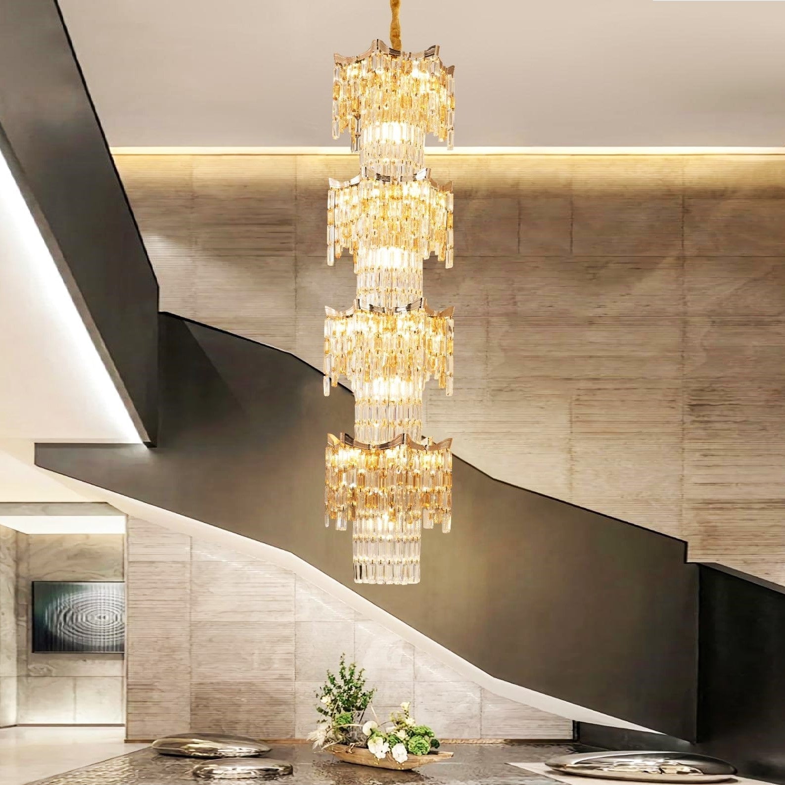 Полилей кристал LUXURY Golden 210cm -P7341