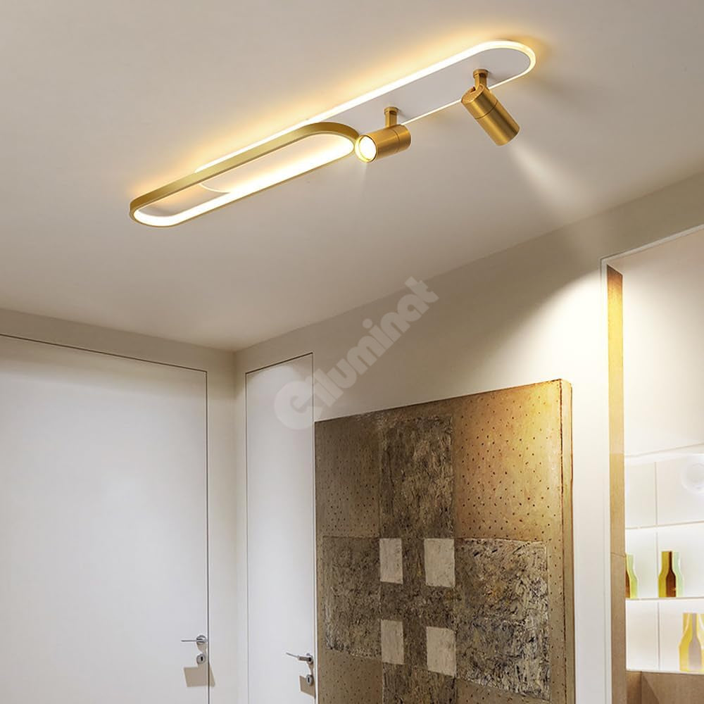 LED аплик със спотове 100 cm Бял + Златист – еквивалент 300W