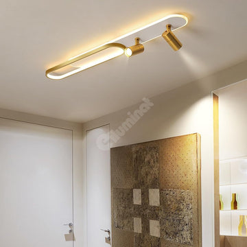 LED аплик със спотове 100 cm Бял + Златист – еквивалент 300W