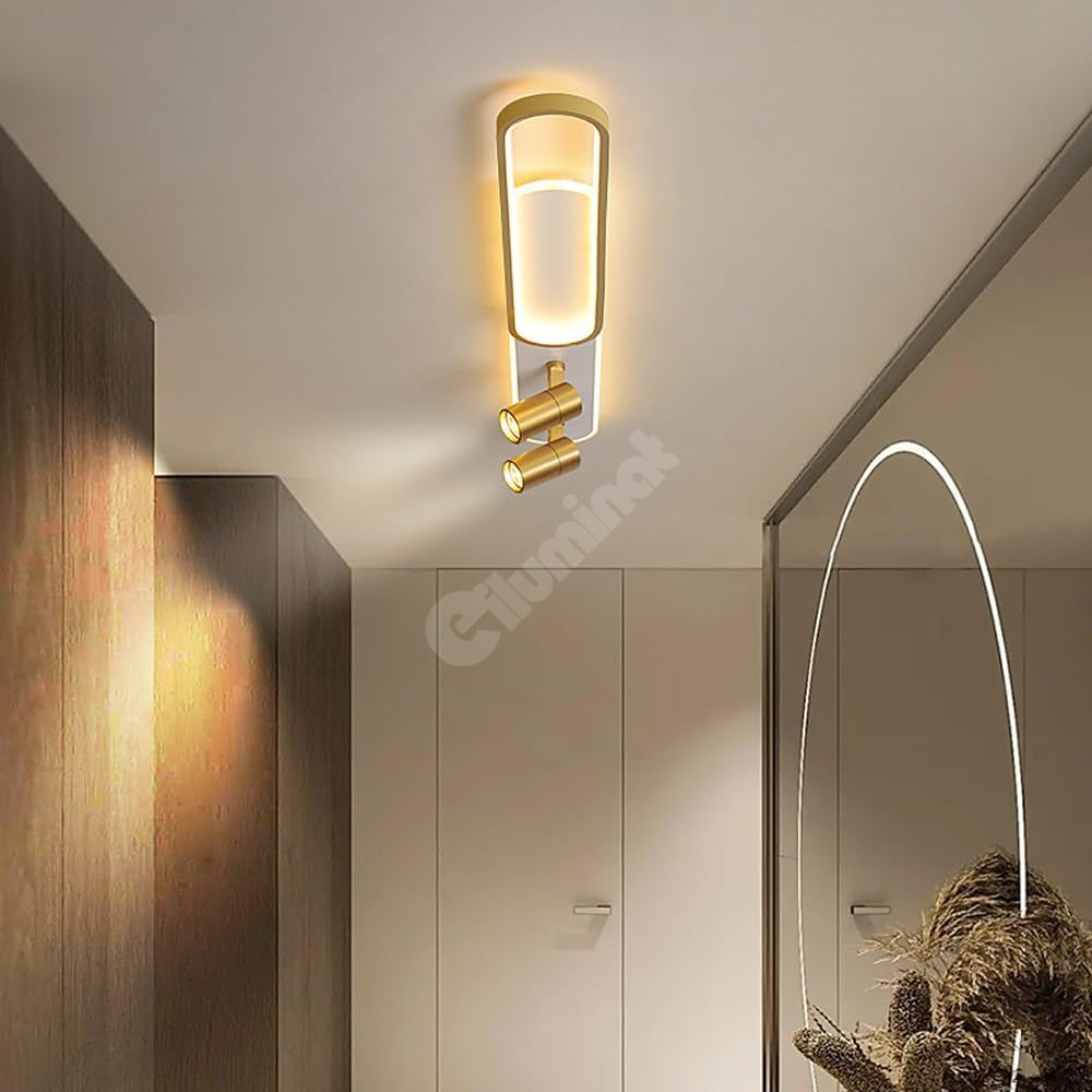 LED аплик със спотове 100 cm Бял + Златист – еквивалент 300W