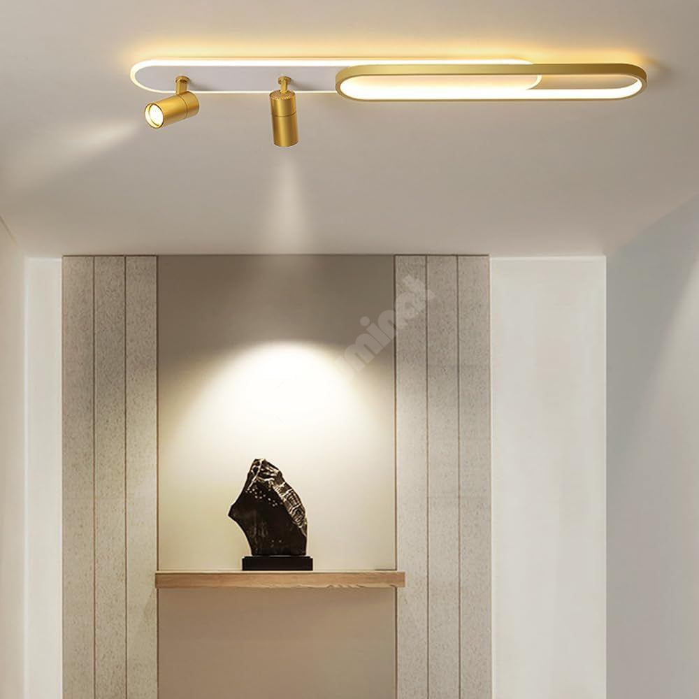 LED аплик със спотове 100 cm Бял + Златист – еквивалент 300W