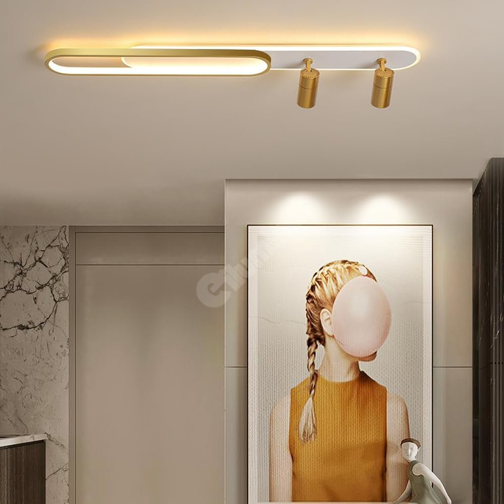 LED аплик със спотове 100 cm Бял + Златист – еквивалент 300W