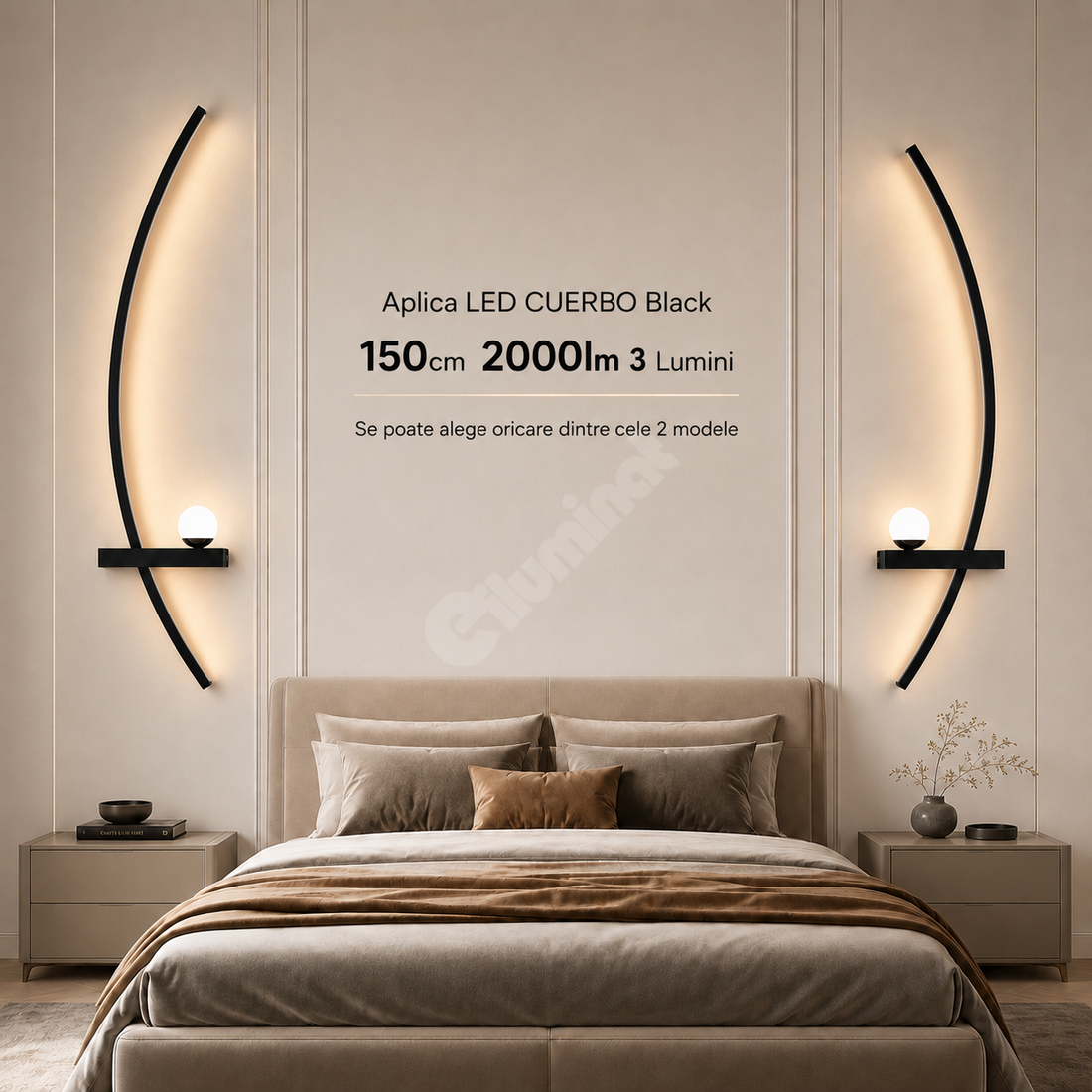 LED аплик CUERBO Black еквивалент 350W