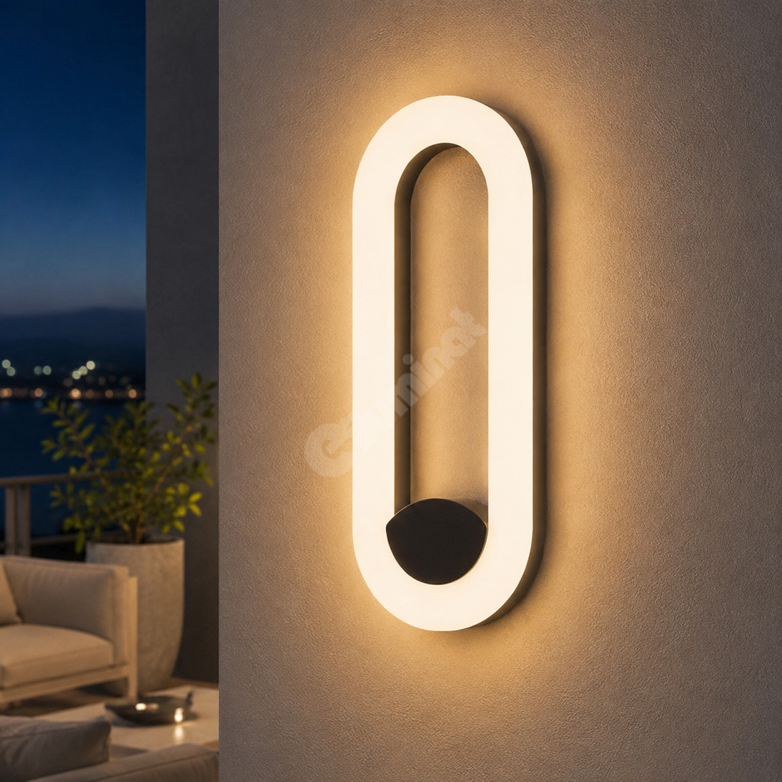 LED Аплик CRESCENT OVAL White & Black 30CM 12W