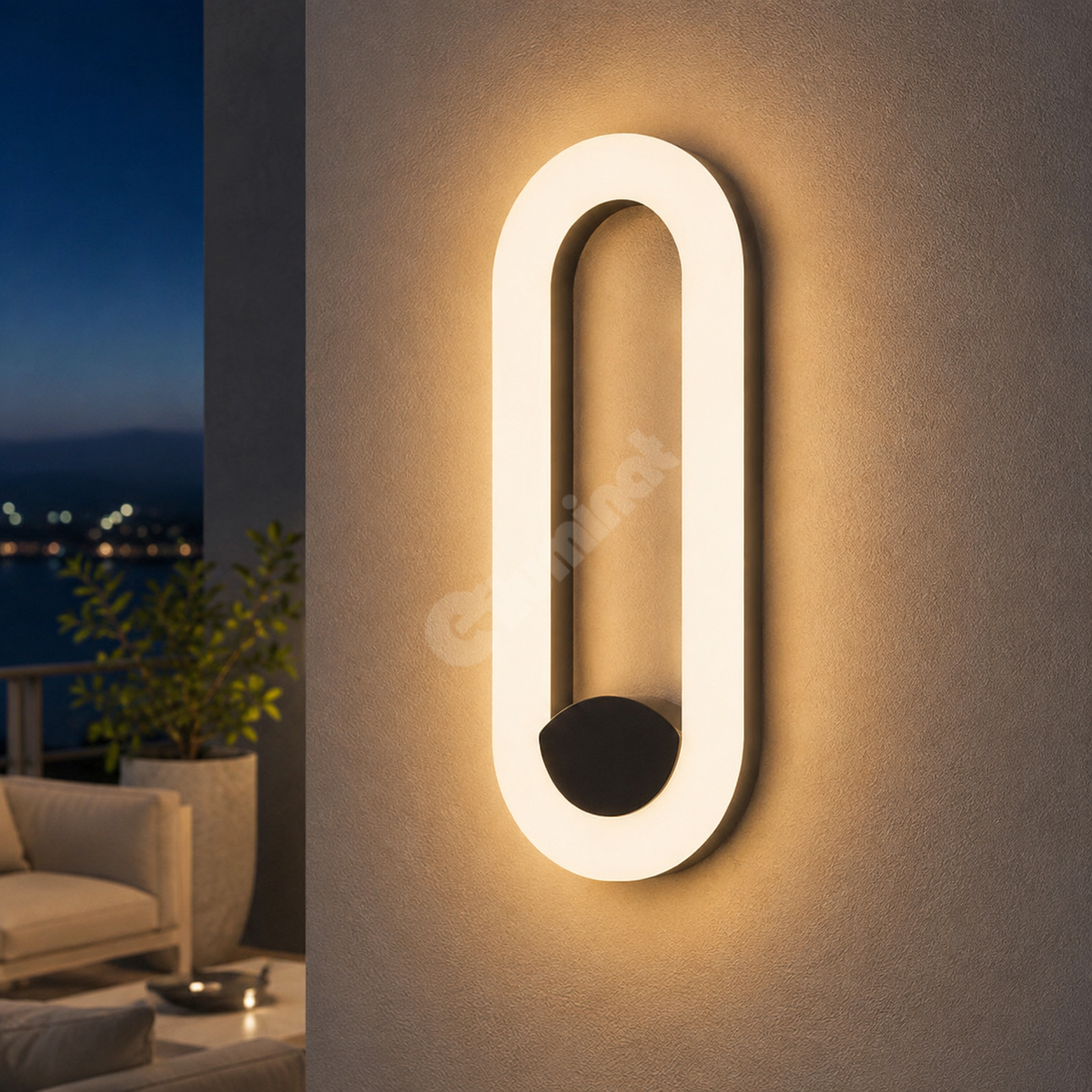 LED Аплик CRESCENT OVAL White & Black 30CM 12W