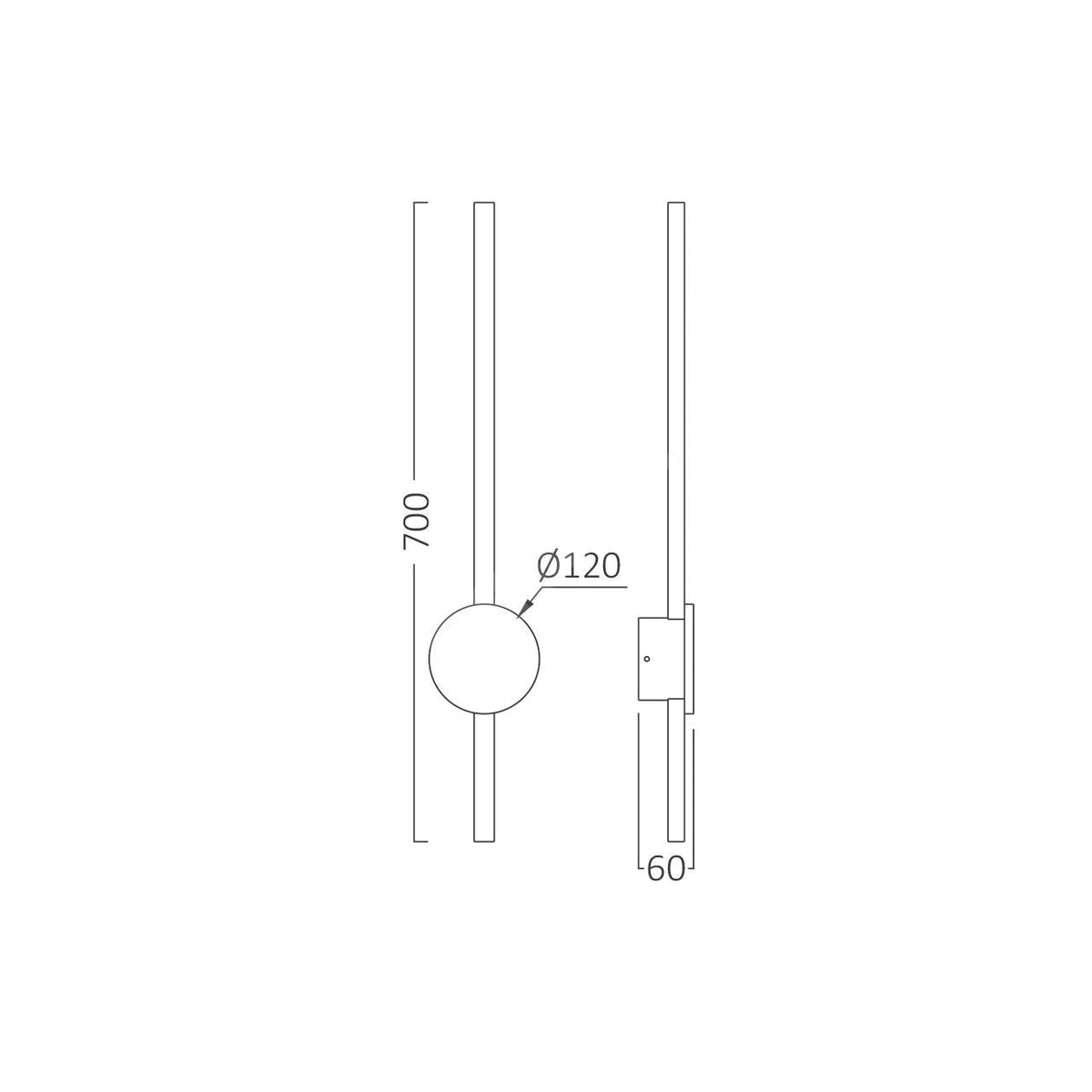 LED Аплик PENDOLO Black 70CM Eквивалент 100W